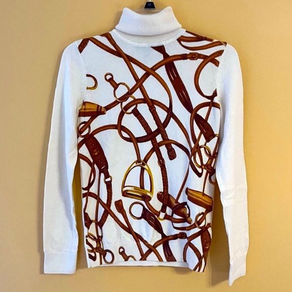 Lauren Ralph Lauren Horse Bit Equestrian Cotton Turtleneck Sweater NWT- Sz M - Picture 4 of 12